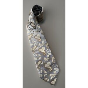 Roberto Villini Couture Neckwear Tie Blue Paisley SevenFold 100% Silk JBHS